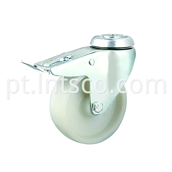 Bolt Hole Plate Industrial White PP Brake Casters
